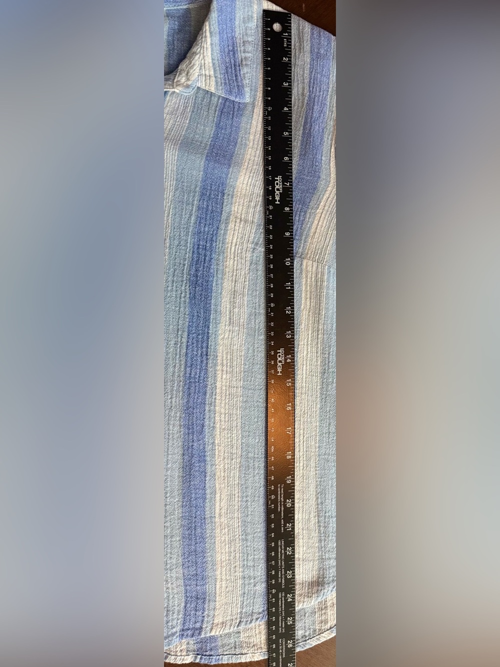Erika Blue and White Vertical Stripe Button-Down Shirt - Picture 7 of 8